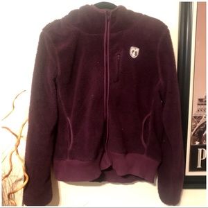 Plum colored fleece zip up.